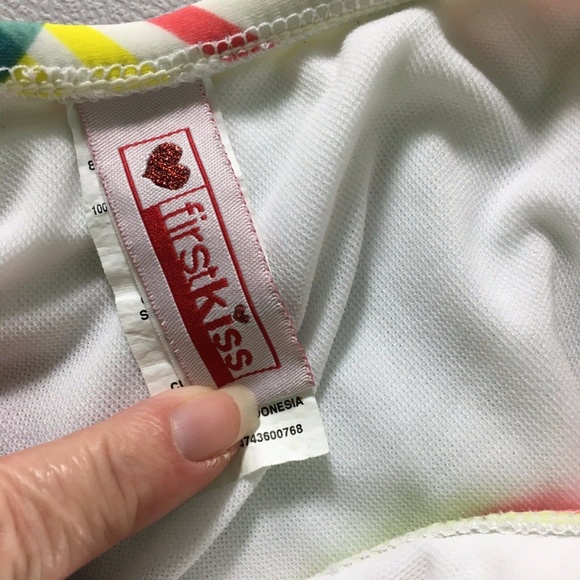 First Kiss Bikini Bottom Size Medium Multi Colored Plaid Stripe - Picture 7 of 10